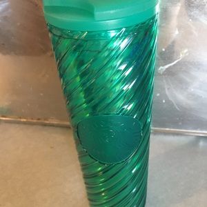 Starbucks holiday 16oz green candy swirl iridescent tumbler